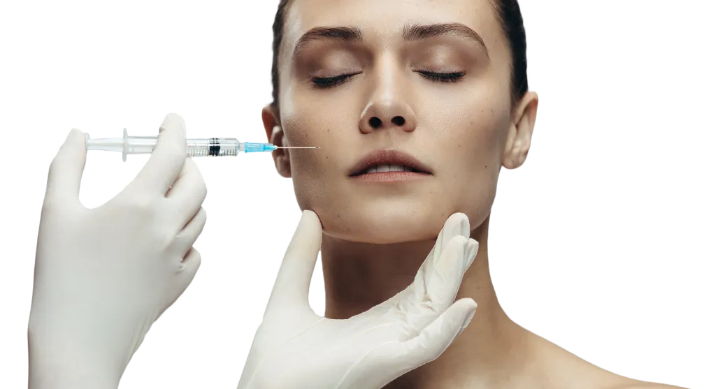 Dermal filler injection for facial rejuvenation at a dermatology clinic, enhancing skin volume and reducing wrinkles.