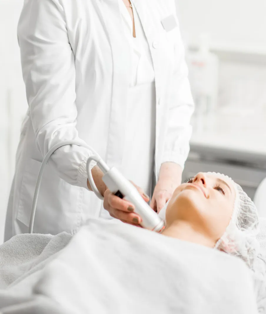 Dermatologist performing a professional skin treatment for rejuvenation and anti-aging benefits.