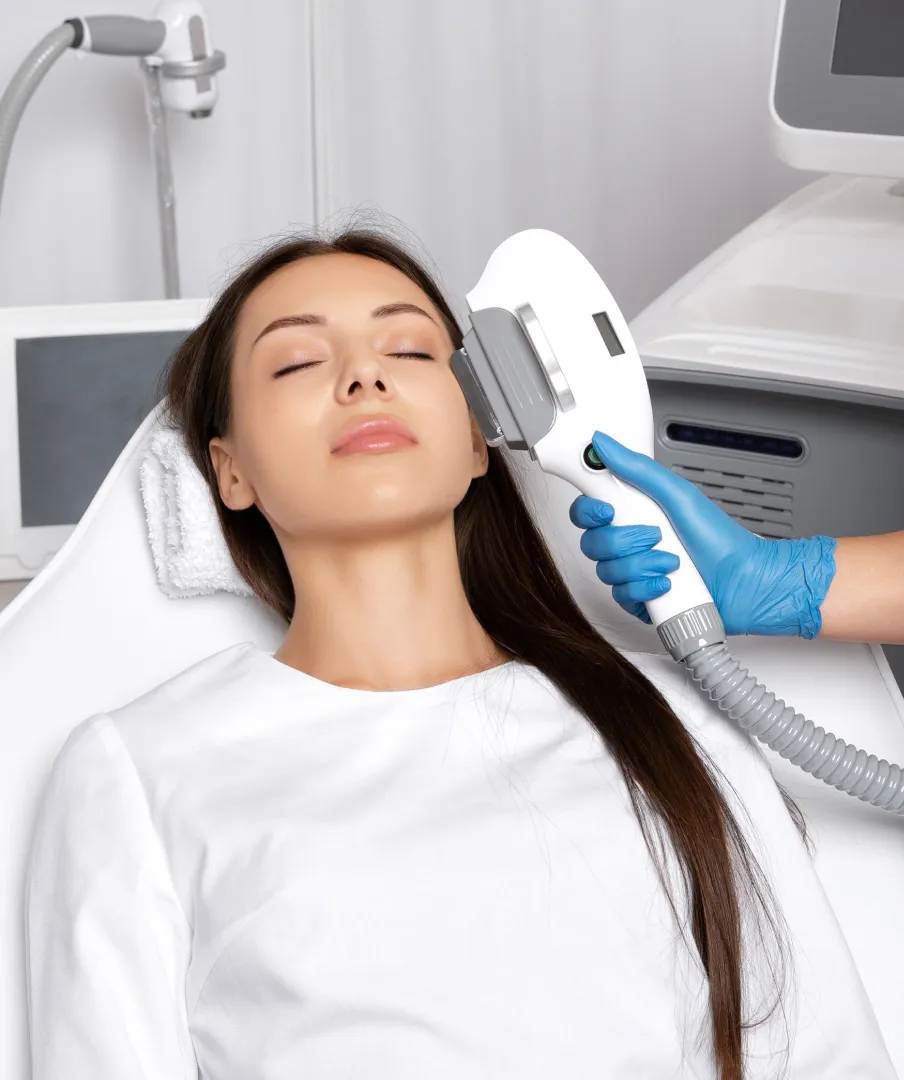 IPL photofacial treatment at a dermatology clinic for skin rejuvenation, reducing pigmentation, and improving skin tone.