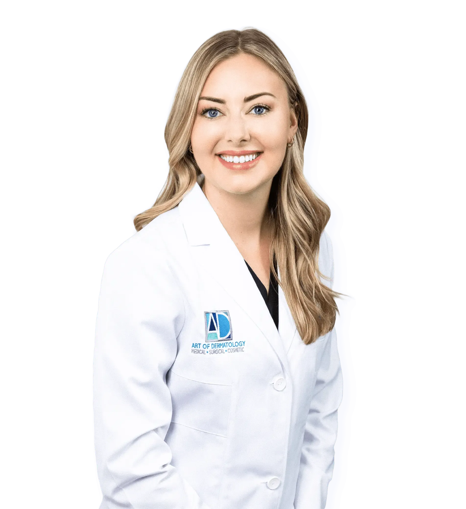 Experienced dermatology provider in a white coat, specializing in medical and cosmetic skin treatments at a dermatology clinic.